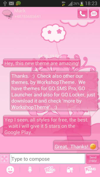 Animal Theme Pink GO SMS Pro