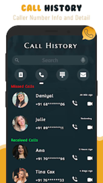 Call history : Any Numbers