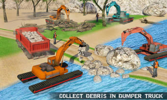 Water Surfer Excavator Crane 3D: Construction Site