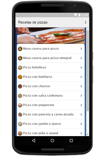 Recipes App Pizza in Spanish