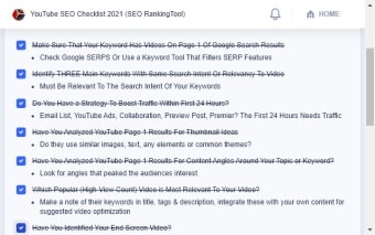YouTube SEO Checklist 2021 (SEO RankingTool)