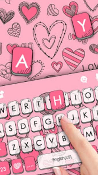 Doodle Pink Love Keyboard Theme