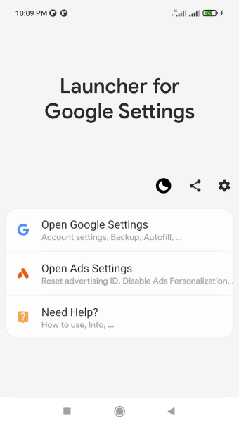Launcher for Google Settings and My Account