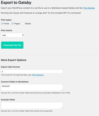 WP Gatsby Markdown Exporter