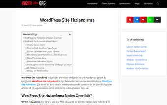 WordPress Site Hızlandırma