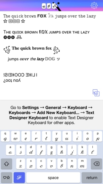Text Designer Keyboard