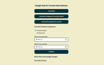 Google Search Console Date Selector