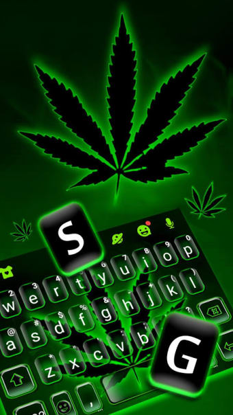 Green Neon Weed Keyboard Theme