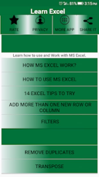 Learn MS Excel Offline
