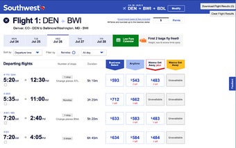 Southwest Flight Comparison Tool