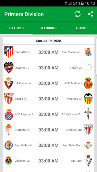 Spanish League Fixtures