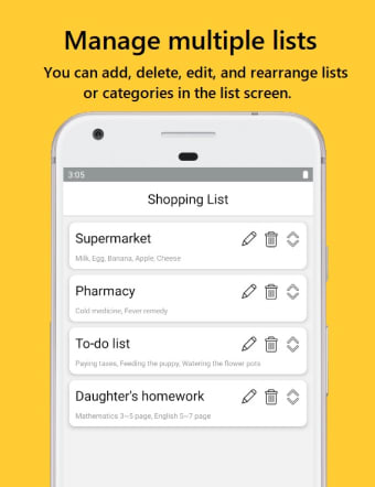 Shopping List  To-do List  Checklist