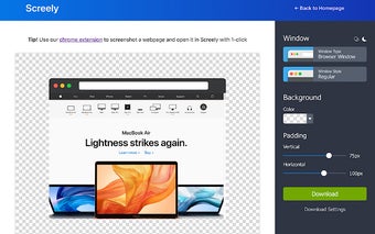 Screely: Instant Browser Mockups