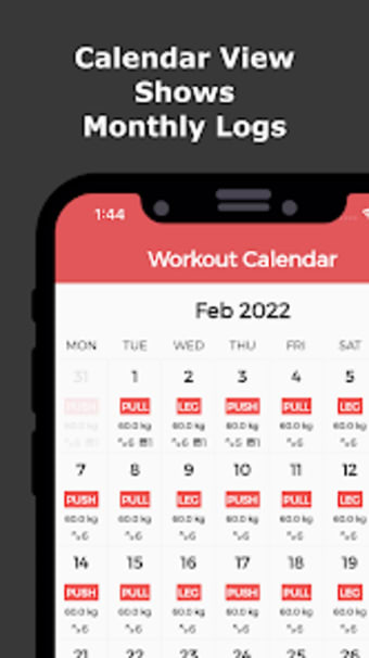 Workout Calendar: TrackLog