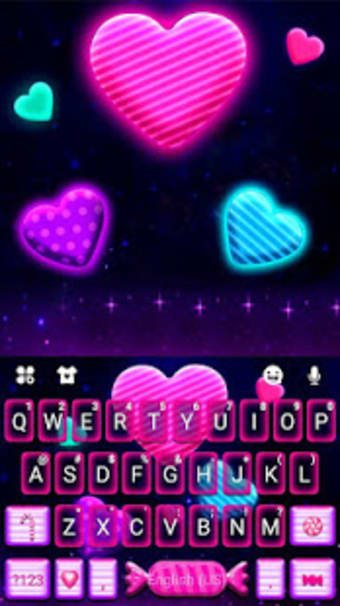 Neon Candy Hearts Keyboard Theme