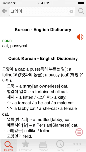 Korean - English Dictionary  Phrasebook  영한사전