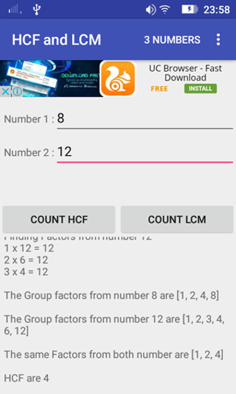 HCF and LCM Calculator