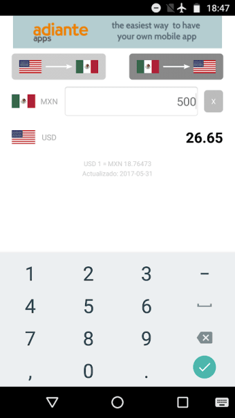 US Dollar to Mexican Peso