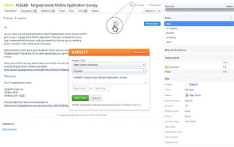 TargetProcess 3 Harvest Time Tracking