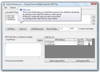 Find and removedelete duplicate mp3 files Software