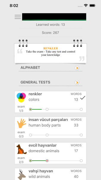 Learn Turkish words with ST
