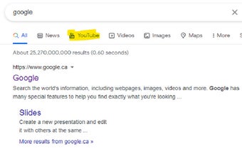 Youtube Searching Embeded in Google Search