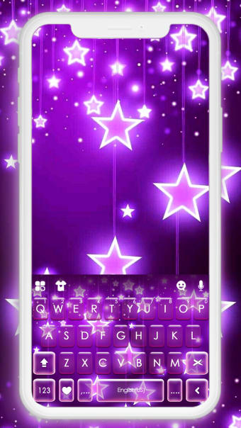 Neon Purple Stars Keyboard Bac
