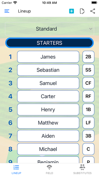 Baseball Lineup Cards