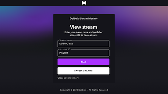 Dolby.io Stream Monitor