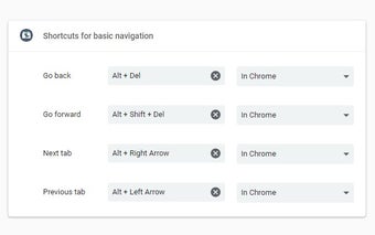 Shortcuts for basic navigation