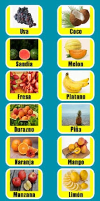 Frutas con nombres