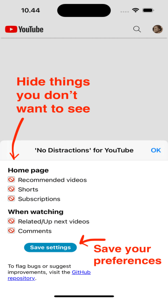 No Distractions for YouTube