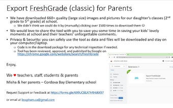 Export FreshGrade for Parents