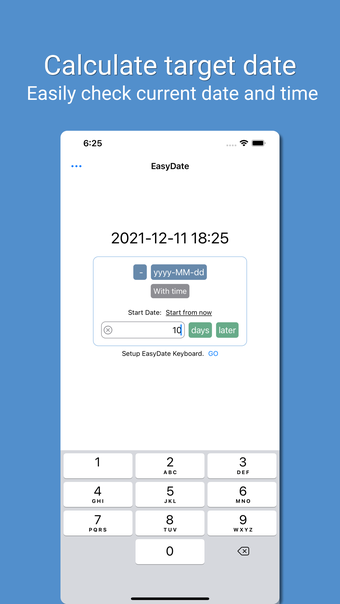 Easy Date Calculator Keyboard