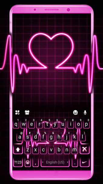 Pink Neon Heart Keyboard Theme