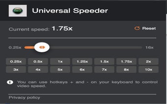 Universal Speeder: can adjust playback speed