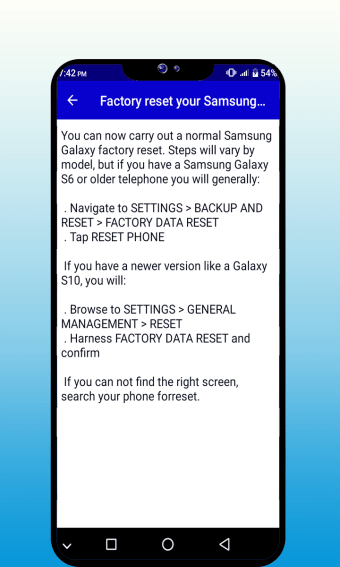 Guide for samsung factory reset