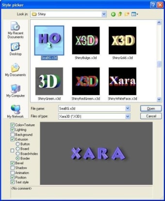 portable xara 3d text