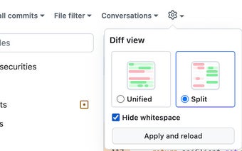 Hide whitespace on Github PR