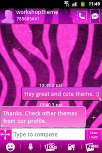 Pink Zebra GO SMS Theme