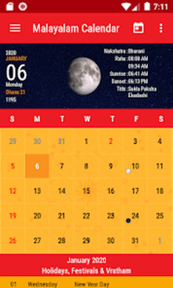 Malayalam Calendar 2023