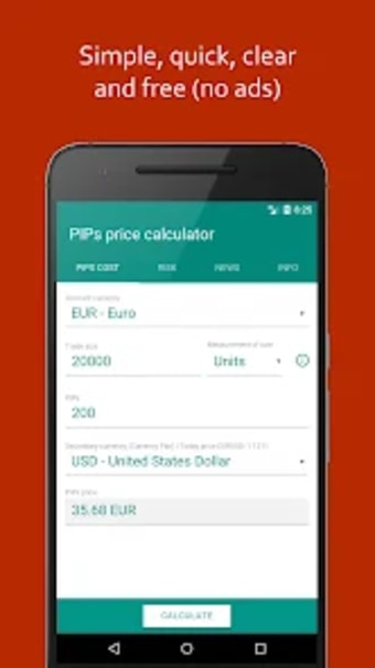 PIPs price  risk calculator