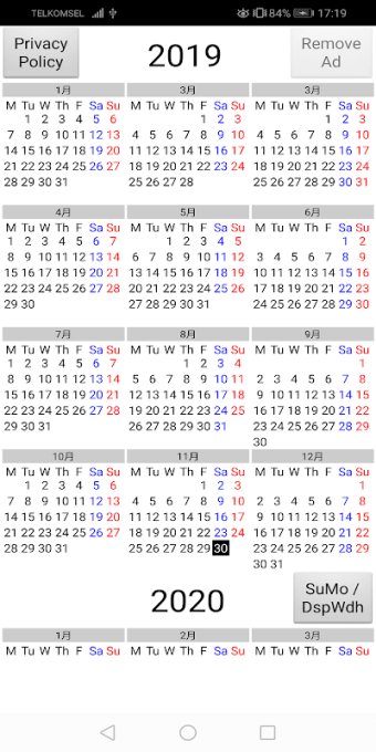 Calendar 1 Year 12 Months