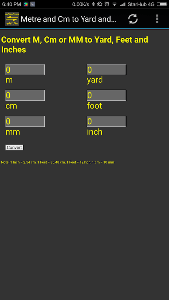 m, cm, mm to yard, feet, inch converter tool
