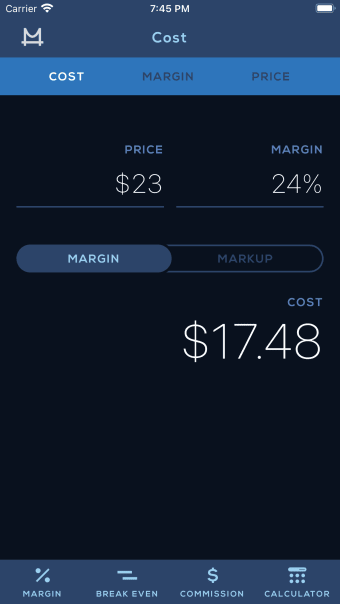 Cost Margin Calculator