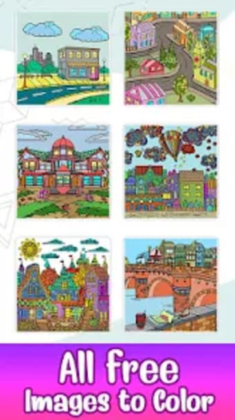 Little Town Color by Number -