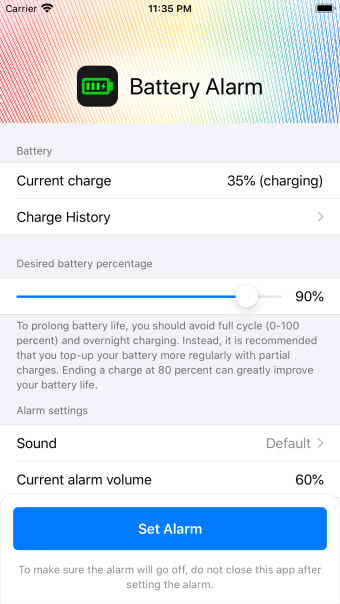 Battery Charge Alarm