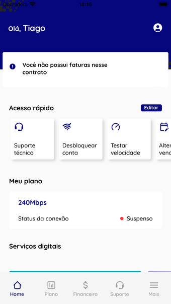 Giga Fibra Central do cliente