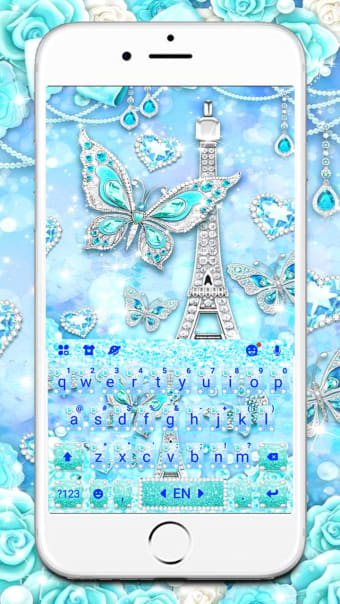 Blue Paris Butterfly Keyboard Theme