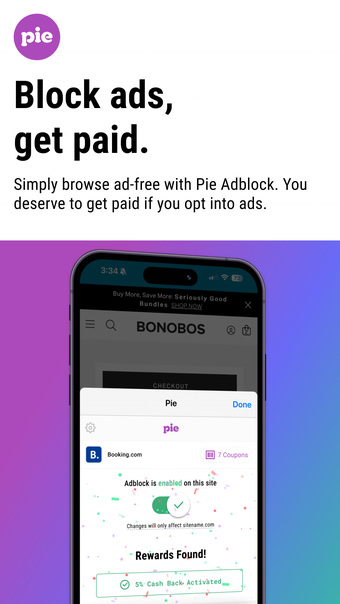 Pie: Adblock and Cash Back